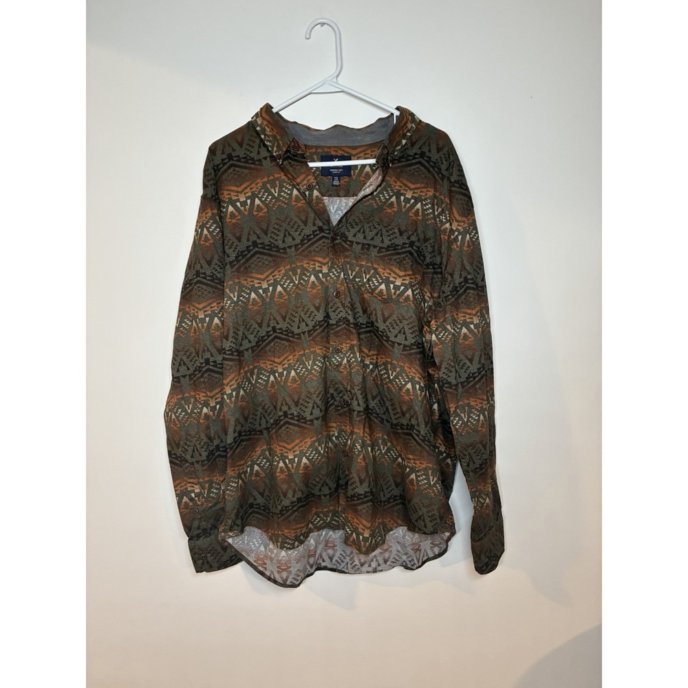 American Eagle Outfitters Seriously Soft Geometric Tribal Button Down Shirt 2XL